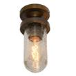 Mullan Lighting Oregon Crackled Glass Ceiling Light IP65 in Antique Brass