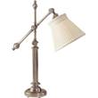 Visual Comfort Pimlico Linen Collar Shade Table Lamp with Adjustable Arm in Antique Nickel
