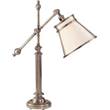 Visual Comfort Pimlico Pleated Linen Collar Shade Table Lamp with Adjustable Arm in Antique Nickel