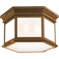 Club Large Frosted Glass Hexagonal Flush Mount