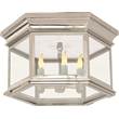 Visual Comfort Club Large Clear Glass Hexagonal Flush Mount in Polished Nickel
