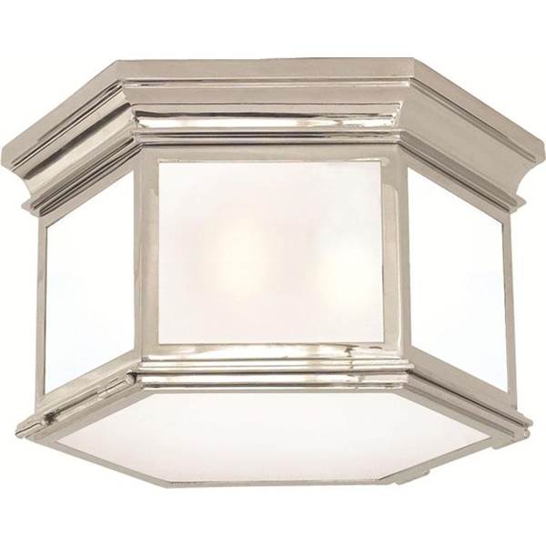 Visual Comfort Club Large Frosted Glass Hexagonal Flush Mount