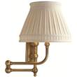 Visual Comfort Pimlico Swing Arm Wall Light with Linen Collar Shade in Antique Brass
