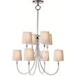 Visual Comfort Reed Large Chandelier with Natural Paper Shades in Polished Nickel