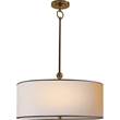 Visual Comfort Reed Single Pendant with Shade and Black Tape in Hand-Rubbed Antique Brass