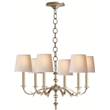 Visual Comfort Channing Small Six-Light Chandelier  with Natural Paper Shade in Burnished Silver Leaf