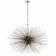 Visual Comfort Strada Medium Oval Pendant with Random Organic Array of Radiating Quills in Burnished Silver Leaf