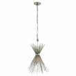 Visual Comfort Strada Small Pendant with Tied Narrow Quill bouquet in Burnished Silver Leaf