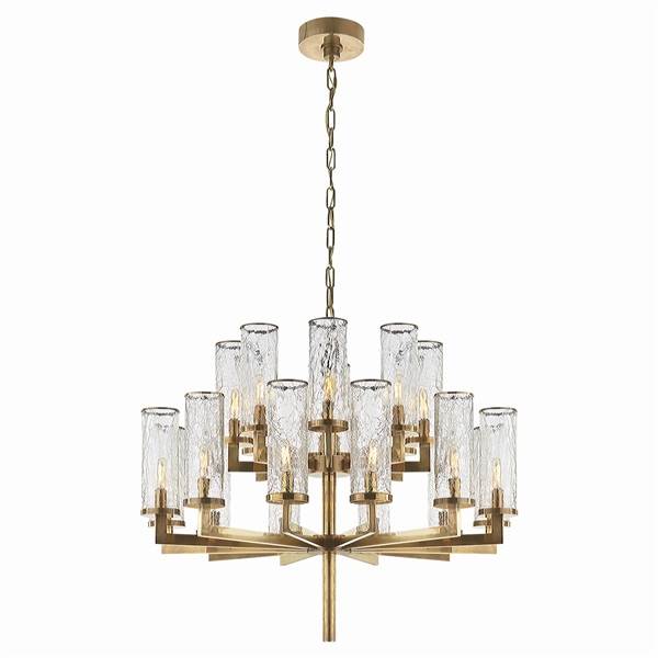Visual Comfort Liaison Crackle Glass Two-Tier Chandelier