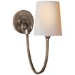 Visual Comfort Reed Single Upward Wall Lamp with Natural Paper Shade in Antique Nickel