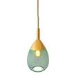 EBB & FLOW Lute 22cm Medium Pendant with Metal Top & Mouth-Blown Glass in Green/Gold