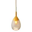 EBB & FLOW Lute 22cm Medium Pendant with Metal Top & Mouth-Blown Glass in Golden Smoke/Gold