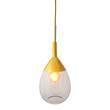 EBB & FLOW Lute 22cm Medium Pendant with Metal Top & Mouth-Blown Glass in Clear/Gold