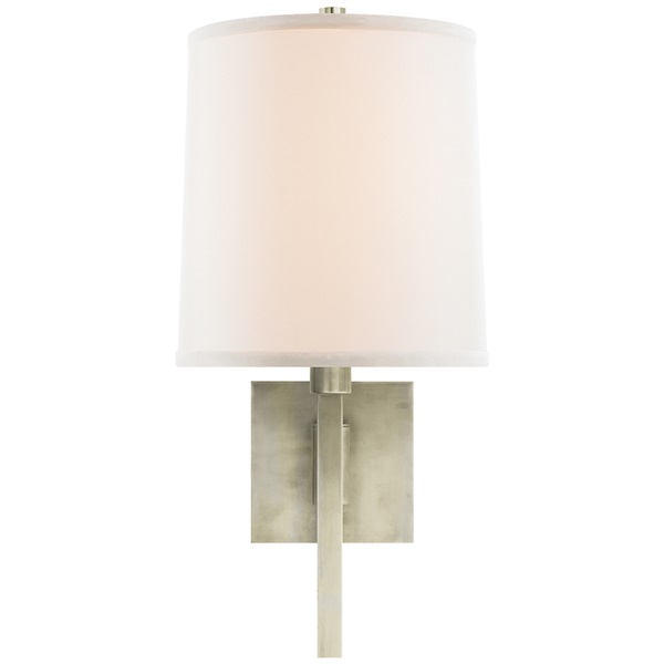 Visual Comfort Aspect Library Sconce with Ivory Linen Shade