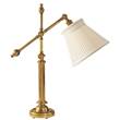 Visual Comfort Pimlico Linen Collar Shade Table Lamp with Adjustable Arm in Antique Brass