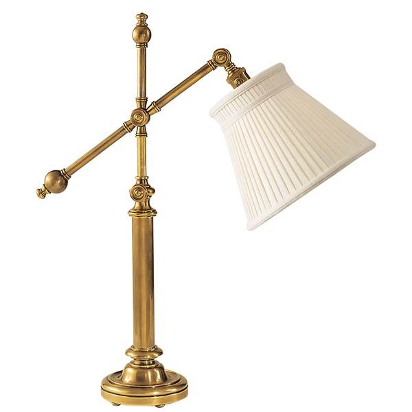 Visual Comfort Pimlico Linen Collar Shade Table Lamp with Adjustable Arm
