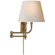 Visual Comfort Pimlico Swing Arm Wall Light with Natural Paper Shade in Antique Burnished Brass