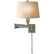 Visual Comfort Chunky Swing Arm Wall Light with Linen Shade in Antique Nickel