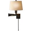 Visual Comfort Chunky Swing Arm Wall Light with Linen Shade in Bronze