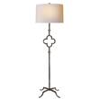 Visual Comfort Quatrefoil Floor Lamp with Linen Shade in Aged Iron