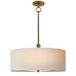 Visual Comfort Reed Single Pendant with Natural Paper Shade in Hand-Rubbed Antique Brass