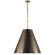 Visual Comfort Goodman Large Hand Rubbed Antique Brass Pendant with Shade in Bronze
