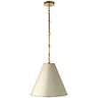 Visual Comfort Goodman Small Pendant with Antique White Shade in Hand-Rubbed Antique Brass