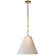 Visual Comfort Goodman Small Pendant with Natural Paper A-frame Shade in Hand-Rubbed Antique Brass