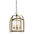 Visual Comfort Arch Top Clear Glass Small Pendant Lantern in Antique Burnished Brass