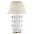 Visual Comfort Linden Large Table Lamp with Linen Shade in Plaster White
