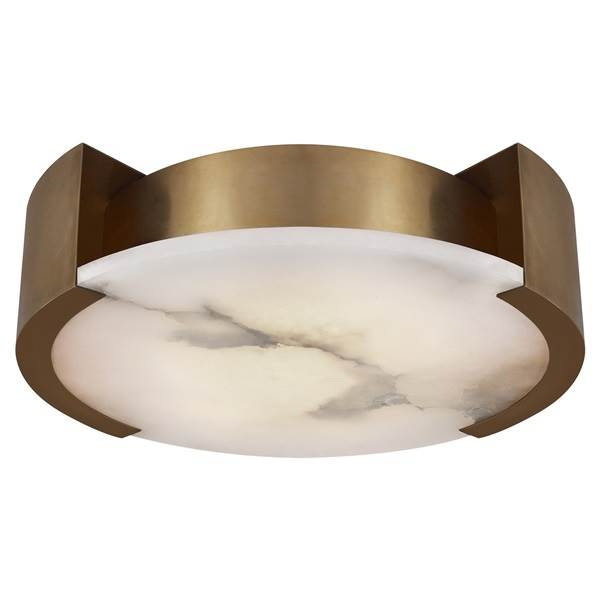 Visual Comfort Melange Large Flush Mounted Lamp with Alabaster Stone inset