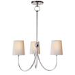Visual Comfort Reed Small Chandelier with Natural Paper Shades in Polished Nickel