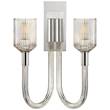 Visual Comfort Reverie Double Wall Light with Clear Ribbed Glass in Polished Nickel