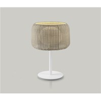 Fora Mesa Table Lamp Synthetic Wicker Style Shade & Aluminum Frame