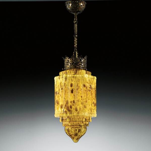 Mm Lampadari Rococo Antiqued Gold Pendant with Blown Glass