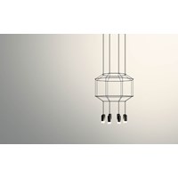 Wireflow Eight-Light Pendant Black Glass Diffuser