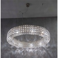 Calipso S65 9-Light Crystal Pendant Mirror Steel Bands