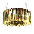 Innermost Facet Medium Circular Pendant with Highly Reflective Etched Folded Strips in Brass