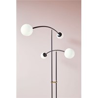 Arch 4-Light Floor Lamp Thin Metal Tubes & Opal Glass