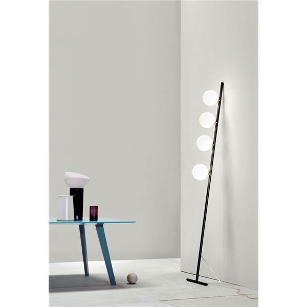 Mm Lampadari Arch 4-Light Floor Lamp with Thin Metal Tubes & Opal Glass