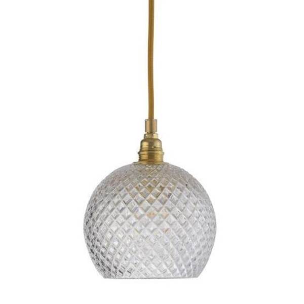 EBB & FLOW Rowan Small Mouth Blown Lead Crystal LED Pendant with Mini Cut Pattern & Small-Check
