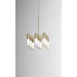 Il Fanale Etoile Nine-Light White Glass Pendant with Metal Structure in Natural Brass