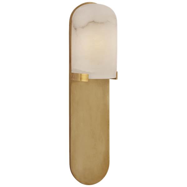 Visual Comfort Melange Medium Elongated Pill LED Sconce with Alabaster Shade