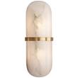 Visual Comfort Melange Pill LED Wall Light with Alabaster Shade in Antique-Burnished Brass