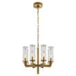 Visual Comfort Liaison Single Crackle Glass One-Tier Chandelier in Antique-Burnished Brass