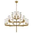 Visual Comfort Liaison Crackle Glass Three-Tier Chandelier in Antique-Burnished Brass