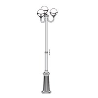 Boreal Model 9 Opal Glass Pole 3 Lanterns Street Lamp Cast Aluminium
