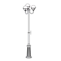 Rhone Model 9 Opal Glass Pole 3 Lanterns Street Lamp