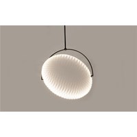 Kepler Steel Round LED Pendant Mirco-Weave Fabric