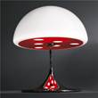 Martinelli Luce Mico Chrome Metal LED Table Lamp with White Oap Methacrylate Diffuser in White/Red